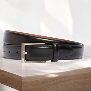 Brooks Brothers Women's Size‎ 30 Black Leather Belt Silver Buckle Minimalist